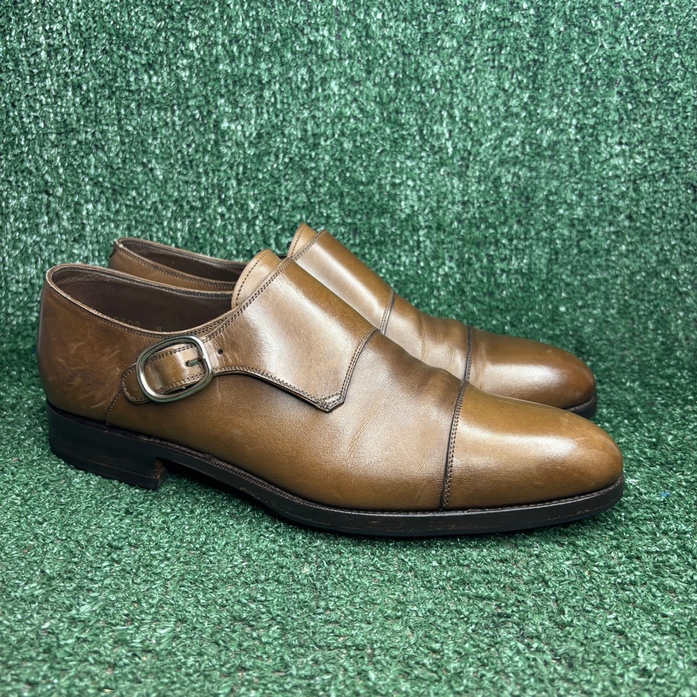 Carmina 80093 Single Monk Strap Cap Toe Goodyear Welted Leather Brown Men Size 9